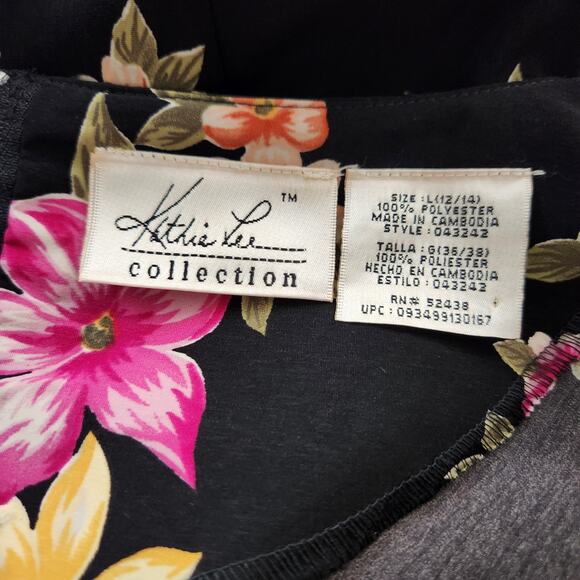 Kathie Lee Vintage Maxi Shift Dress Round Neck Short Sleeve Floral Size Large - Picture 11 of 12